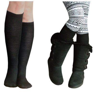 womens bloack knee socks made in usa