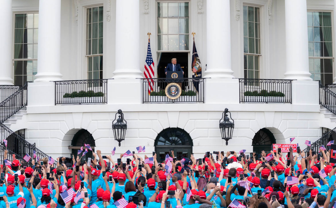 Photo of Trump giving a speech at the White House